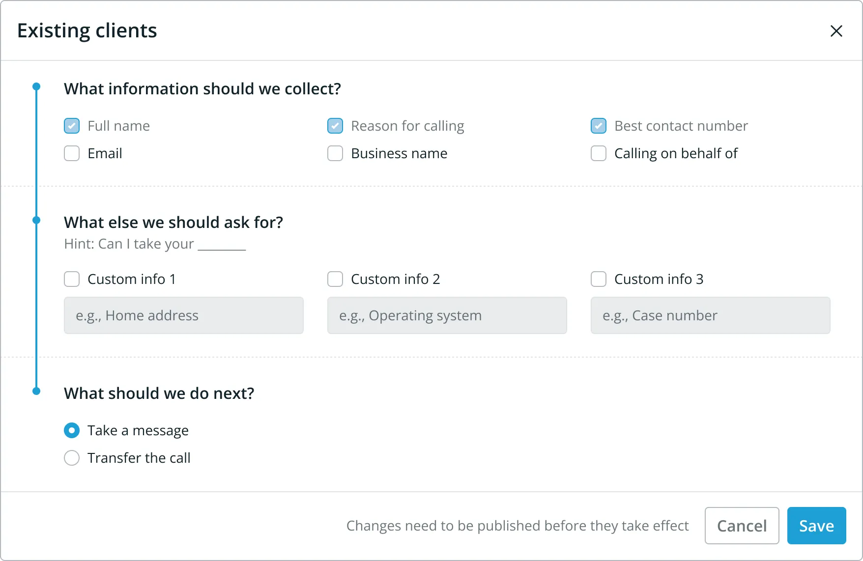The original single capture field with a character limit, where customers typed full questions